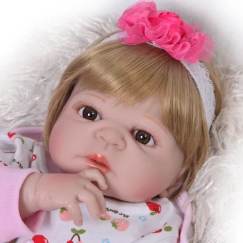 

Boneca Reborn baby Girl doll 23"57cm Full silicone reborn baby dolls toys for child bebe gift reborn menina bonecas