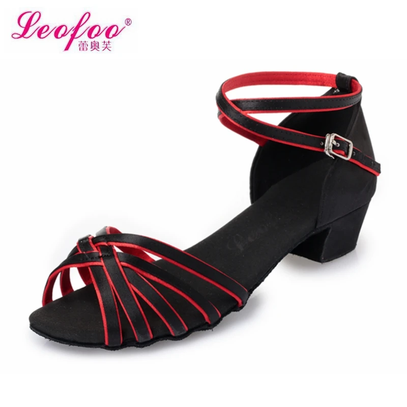 

Kids' Dance Shoes Ballroom/Latin Shoes Party shoes Kids' Sneakers Heel 3.5cm Black satin Factory direct sale L54