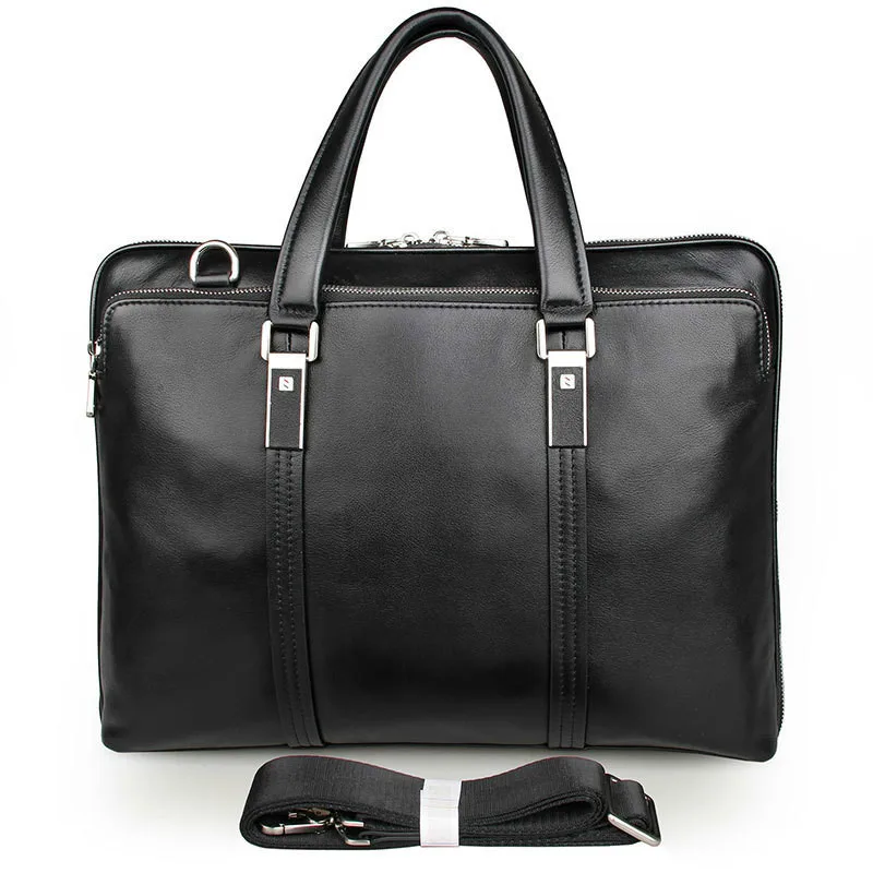 Мужская деловая сумка-мессенджер 15 ''для ноутбука, планшета, кожаная сумка через плечо, мужские сумки через плечо, натуральная кожаная сумка - Цвет: Black