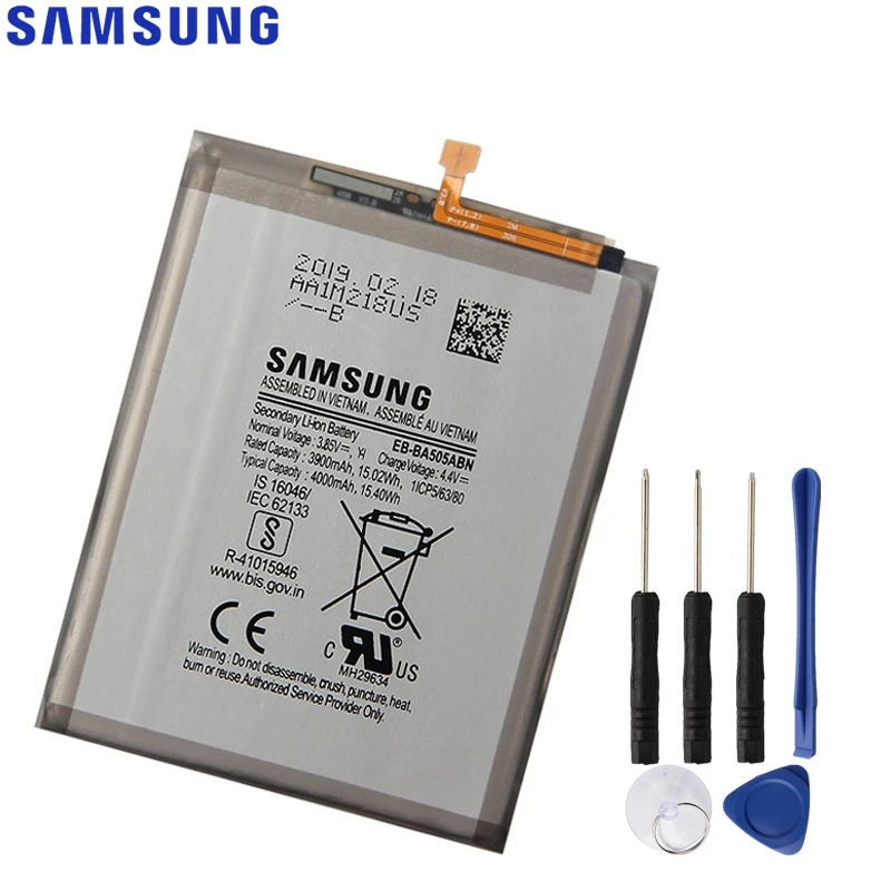 

Original Replacement Battery EB-BA505ABU EB-BA505ABN For Samsung Galaxy A50 A505F SM-A505F Genuine Phone Battery 4000mAh