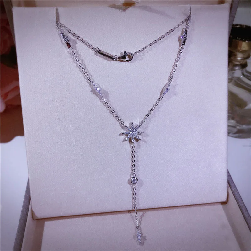 

2018 simple S925 sterling silver hollow cute deer necklace zircon sweet temperament clavicle chain summer women's accessories