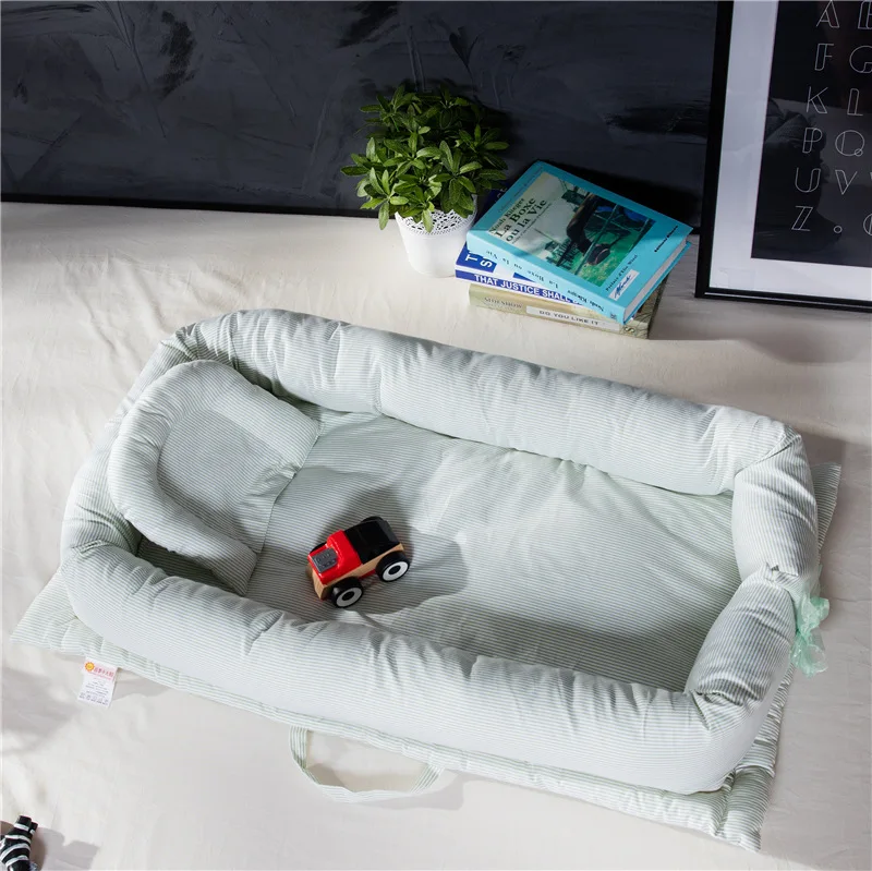 Высококачественный хлопок Ткань складной sleeper портативный детская кровать мягкий полосатый новорожденных кроватку ребенка продукт