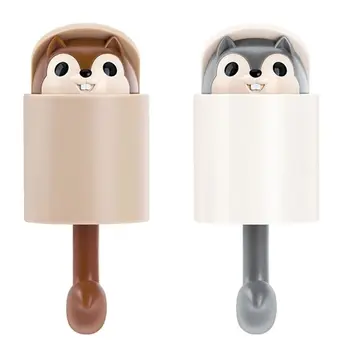

Cute Squirrel Plastic Wall Mounted Adhesive Hook Non-Trace Sticker Bathroom Bedroom Door Hat Clothes Towel Hanger Home Decor