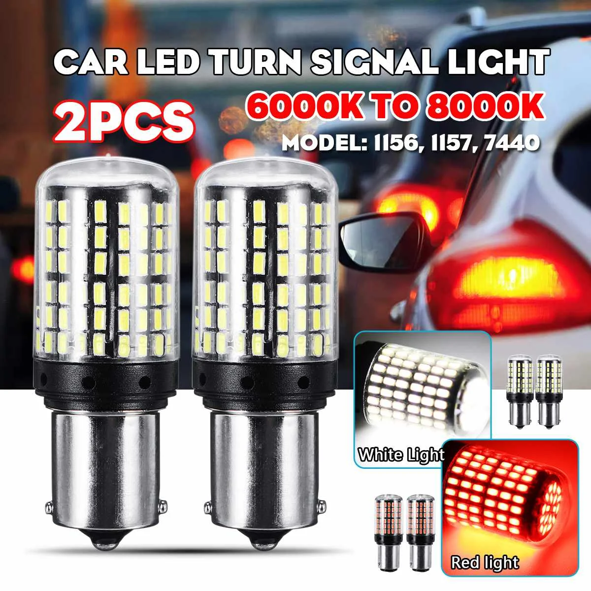 Autoleader 2 шт. 1156/1157/7440 3014SMD 21 Вт Автомобильные лампы накаливания Автомобильный светодиодный свет 12 В/24 В 6000 К-8000 К
