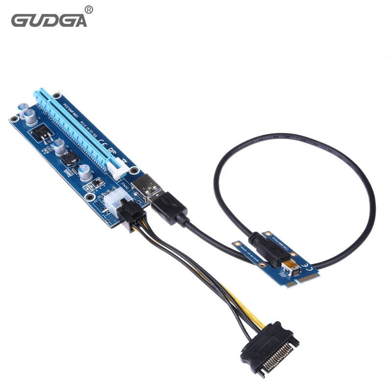 1 шт. mini pci express pci-e riser pcie 1x to 16x card с SATA 6pin кабелем usb для bitcoin miner BTC machine | Компьютеры и