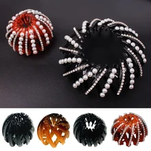 Красочные бутон волос коготь корейский стиль жемчужные стразы чайник Бун заколка для волос заколки для волос аксессуары и клипсы для волос для Для женщин девочек