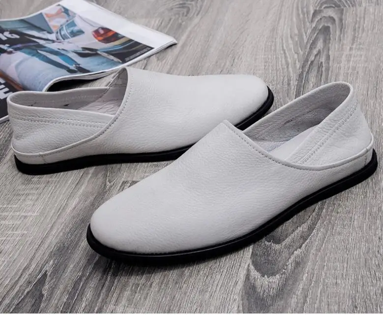 

Spring summer new head layer soft cowhide men's casual leather shoes men's leather white casual shoes trend versatile shoes
