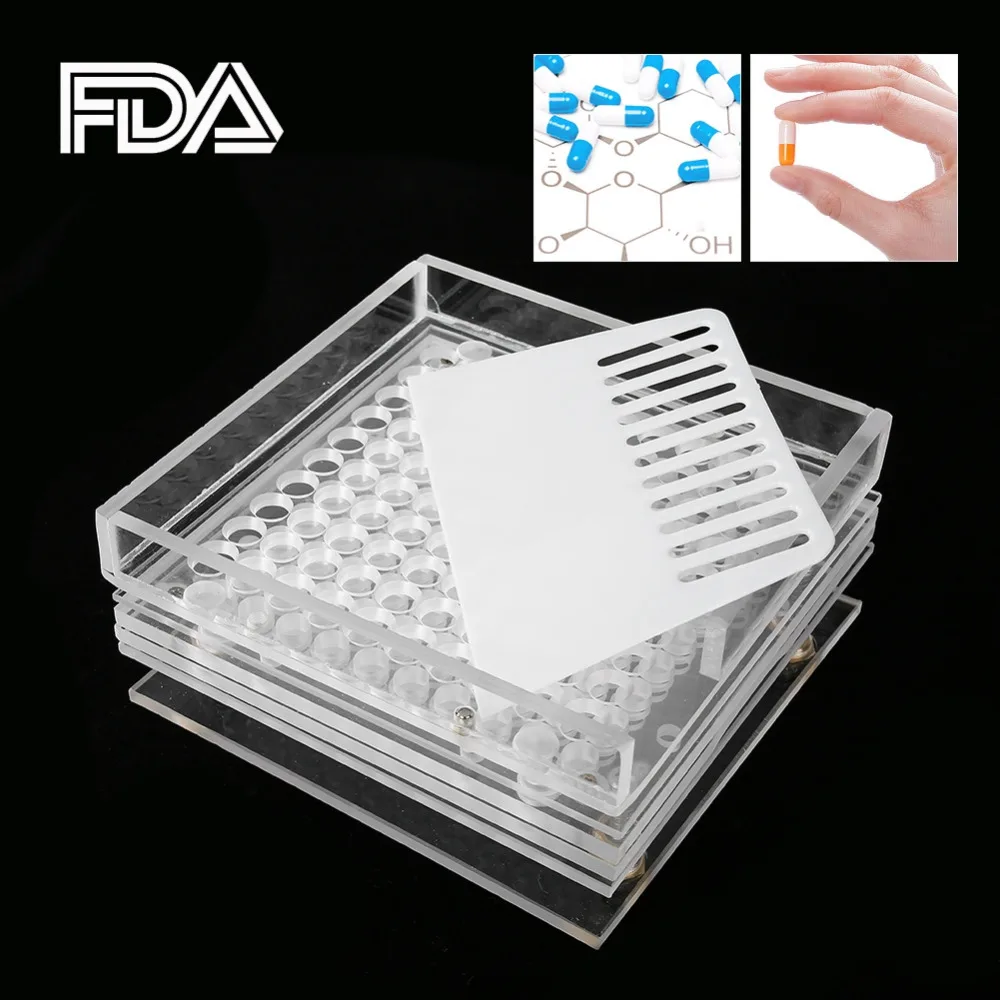 

New 8 Types 100 Holes Empty Capsule Filler With Powder Spreader Plates Capsules Filling Tool