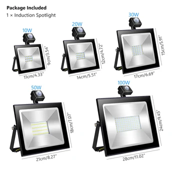 

Outdoor Floodlight 20W 30W 50W 100W Refletor LED Flood Light Searchlight With Pir Motion Sensor 85-2650V IP65 Wall Garage Light