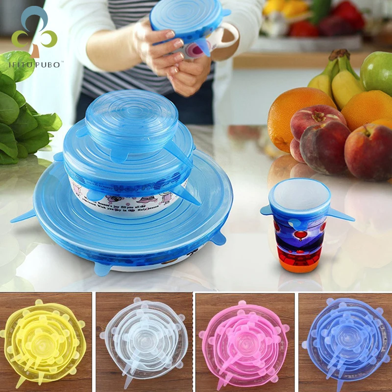 

6PCS Silicone Fresh-keeping Cover Stretch Sets of Universal Bowl Cover Refrigerator Microwave Sealed Plastic Wrap TDJ
