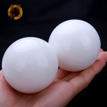 

50mm Pairs White Baoding fitness ball handball solid jade health ball on New Year's gift to send the elderly palm massage ball