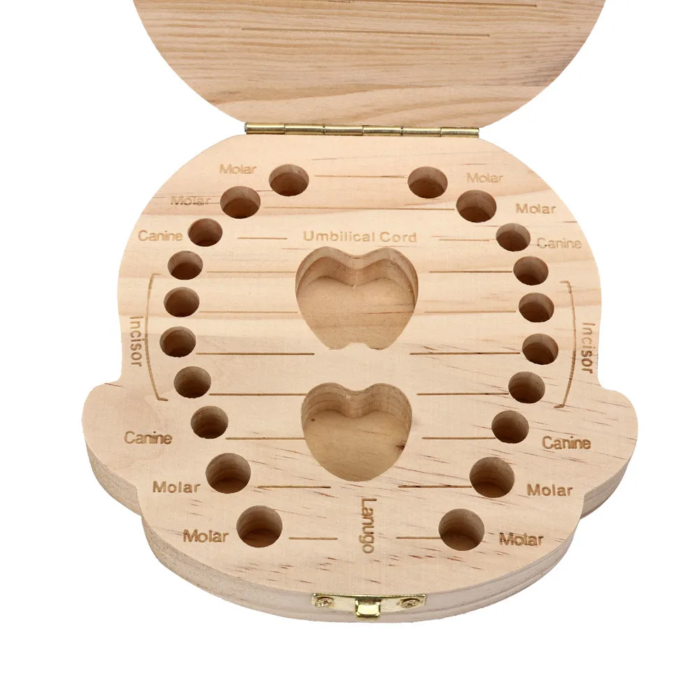 Baby boy girl memory tooth box,Malloom wooden cartoon pattern baby save organizer milk tooth wood storage souvenir box Boys