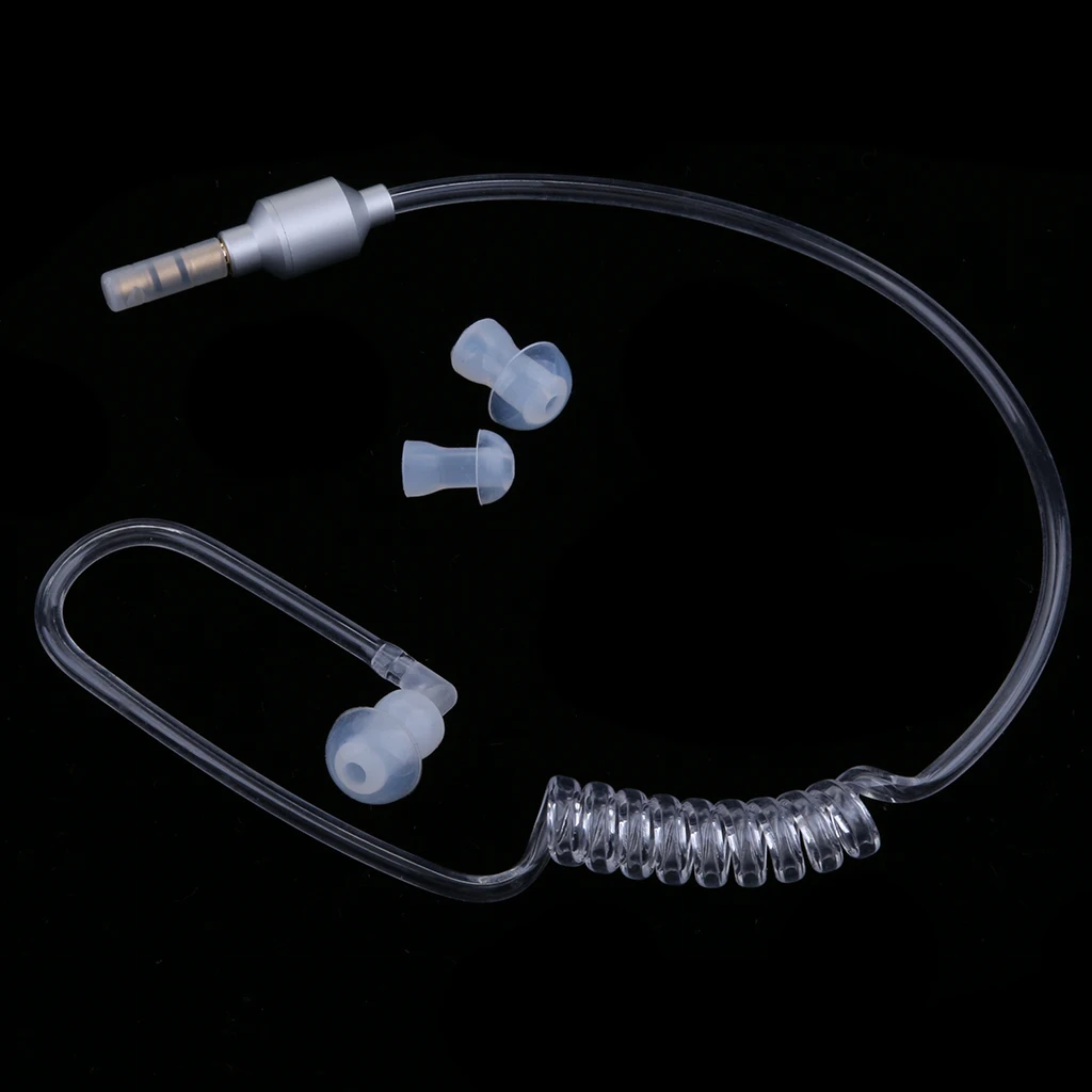 Anti-Radiation Mono Earphones 3.5mm Stereo Acoustic Hollow Air Tube Wired Earpiece Hands-free with Mic Headsets Lightweight