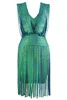 Hytrade, женское коктейльное платье, элегантное, с бахромой, золото, металлик, v-образный вырез, облегающее, мини, фольга, с принтом, вискоза, Бандажное, вечерние, знаменитое платье - Цвет: Green