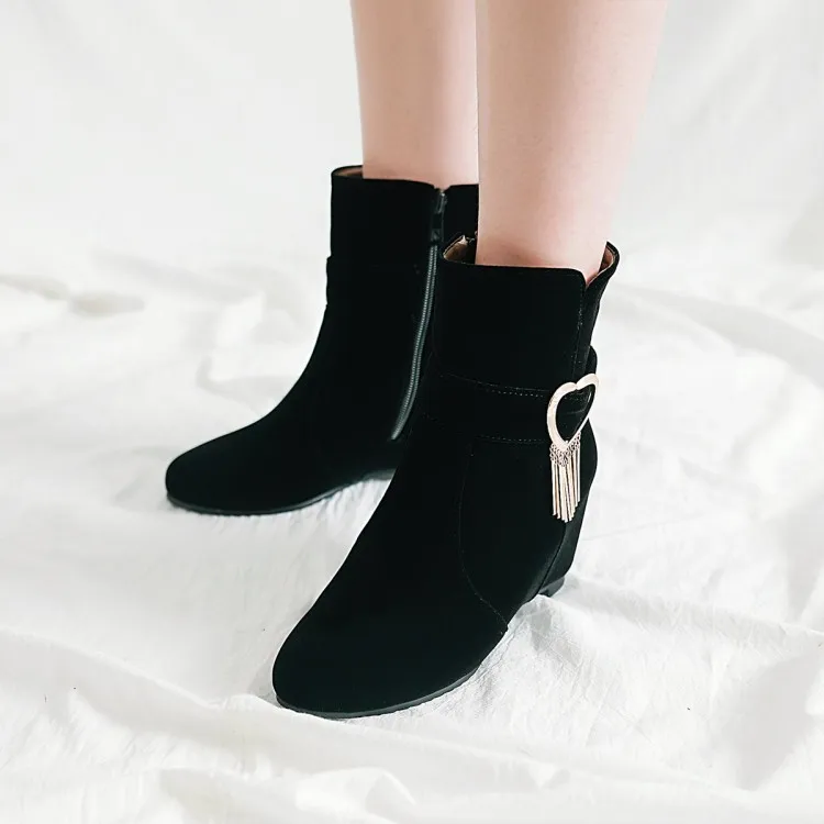 

Big Size 11 12 13 High heel side zipper metal decorative short boots in European and American wind tips