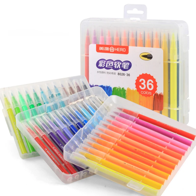 

Soft Bruch Watercolor Pens 12 18 24 36 Colors for Choose Children Student Painting Drawing Doodle Art Markers School Supplies