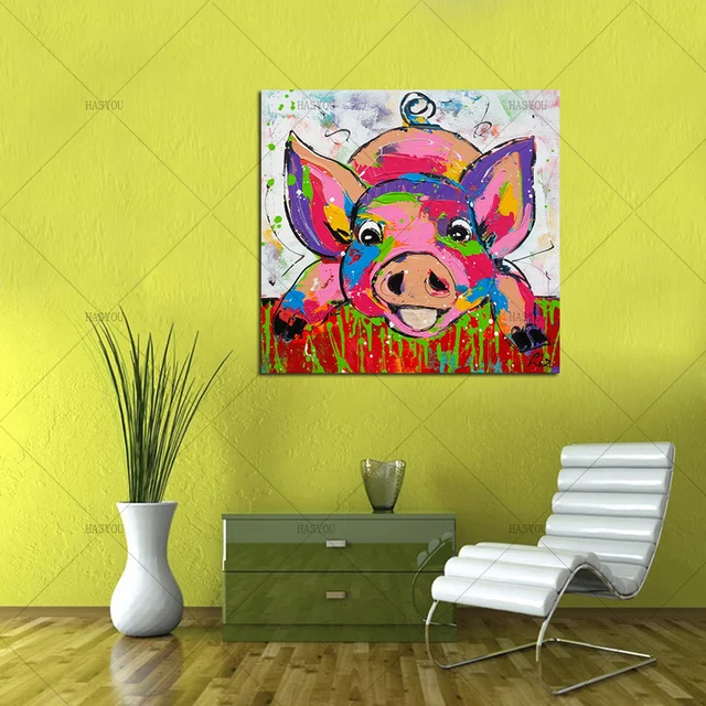 Oil Painting On Wall Extra Large Pig Pictures On Canvas – CP