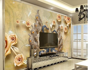 

beibehang papel de parede Fashion 3D Stereo Flowers Swan Modern Simple Bedside TV Background Wallpaper wallpaper for walls 3 d