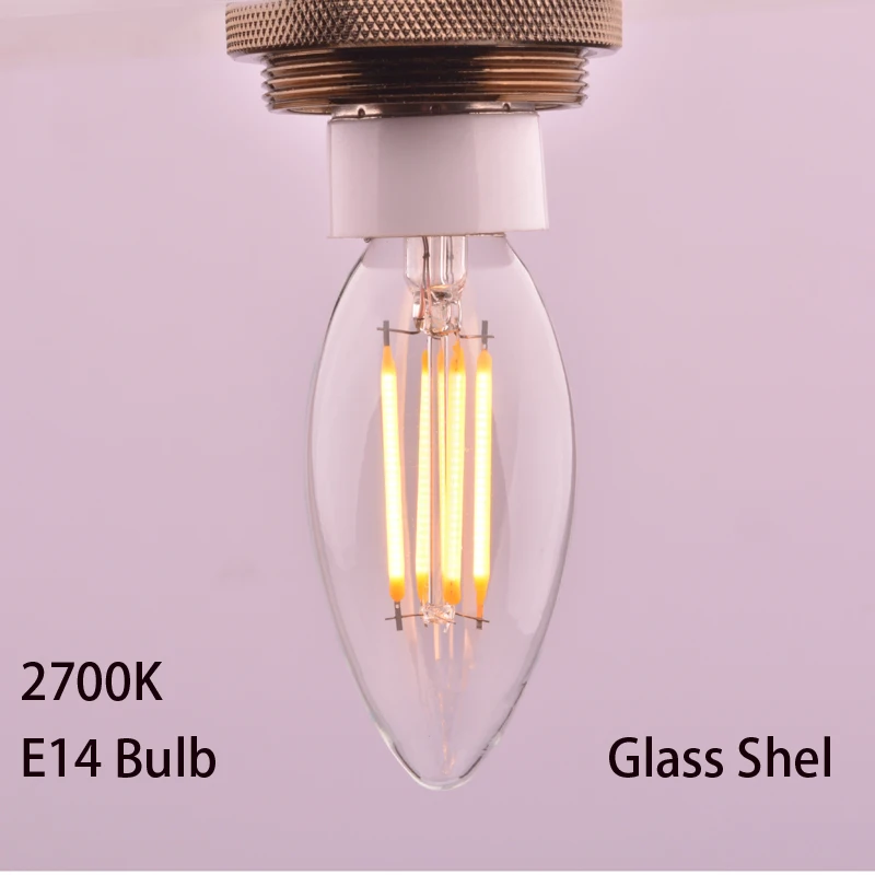 Antique led candle bulb 4W warm white 2700K 2300K candelabra bulb e14