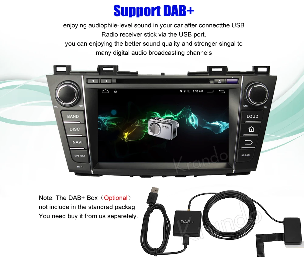 Excellent Krando 8" Android 8.0 car navigation multimedia system for Mazda 5 For Premacy 2009-2013 audio radio gps dvd player WIFI 3G DAB+ 11