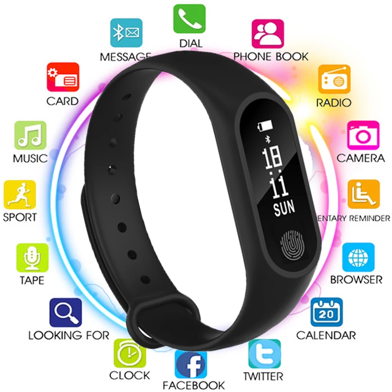 

Smart Bracelet M2 Waterproof Wristband Heart Rate Monitor Fitness Tracker Bluetooth Smart Band for Android iOS Phone Smartband