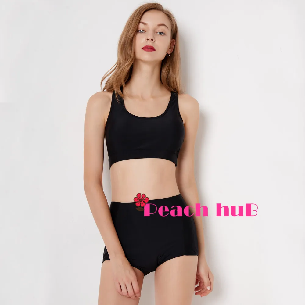 Sport Swimsuit 3 Piece Bathing Suit Long Sleeve Swim Tights Rashguard Women Surf Suit Plus Size Swimwear Shorts High Waisted (9)