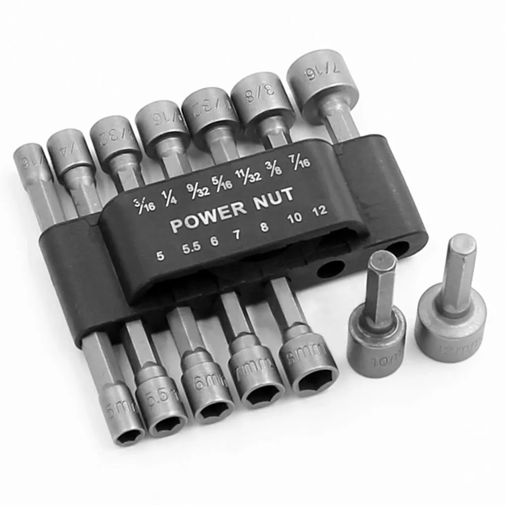 Durable 14pc Steel 40CR Power Nut Driver Hex Shank Drill Bit Set