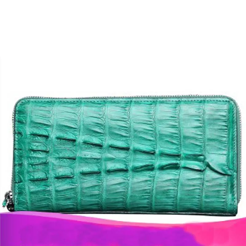 

Shidifenni Alligator lady long men and women clutch bagl couple wallet zipper hand bag green tail alligator leather handb