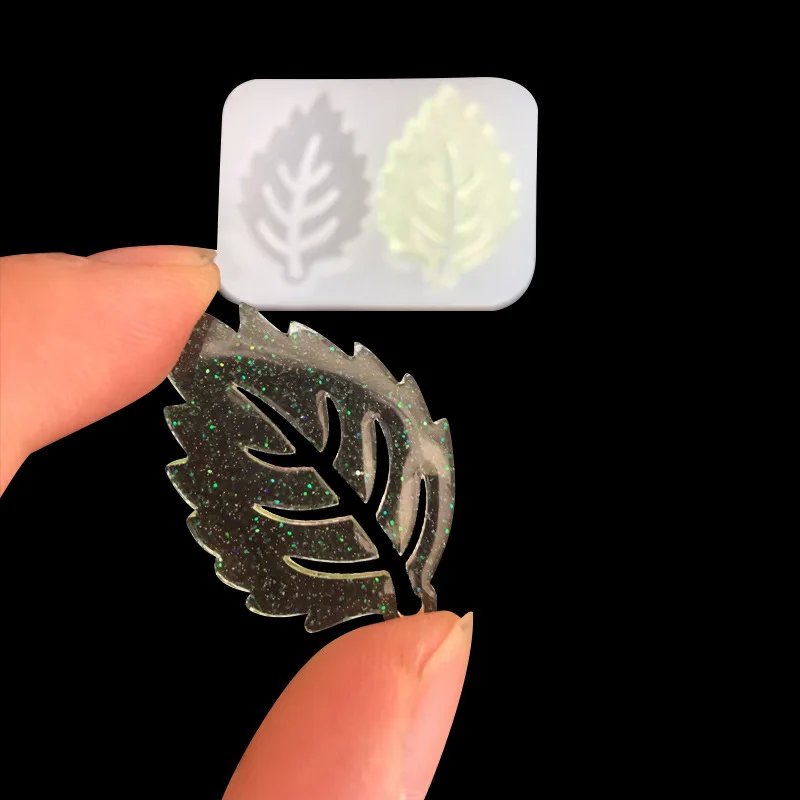 

All mirror crystal drop gum leaf pendant silicone mold 16220