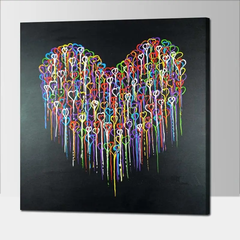 Colorful Abstract Heart Oil Paintings Hand Painted Canvas Paintings