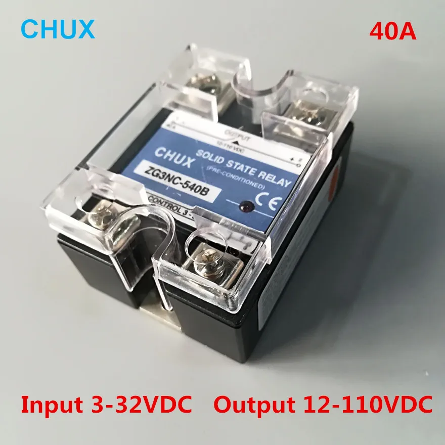 

Solid State Relay 40A Low Voltage 12-110VDC Input 3-32VDC DC to DC Single Phase SSR 540B