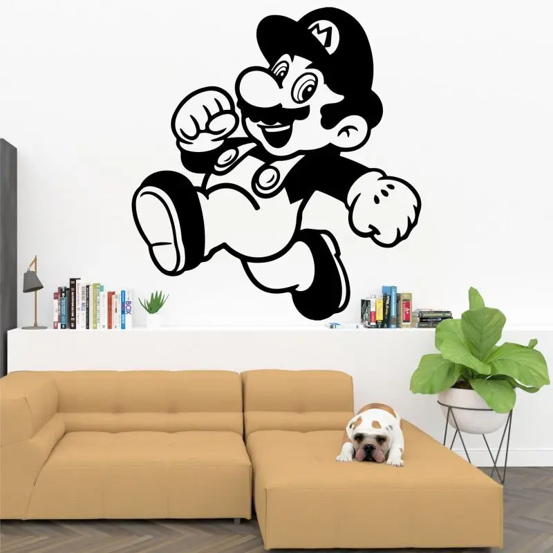 chm-Super Mario videojuego etiqueta juego Decal Gaming Posters Gamer vinilo Wall Decals Parede Decor Mural videojuego