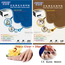 40 шт./упак. прозрачный и белым принтом Бумага Лазерная Водная горка наклейка Бумага A4 дешевые водопереводимая бумага