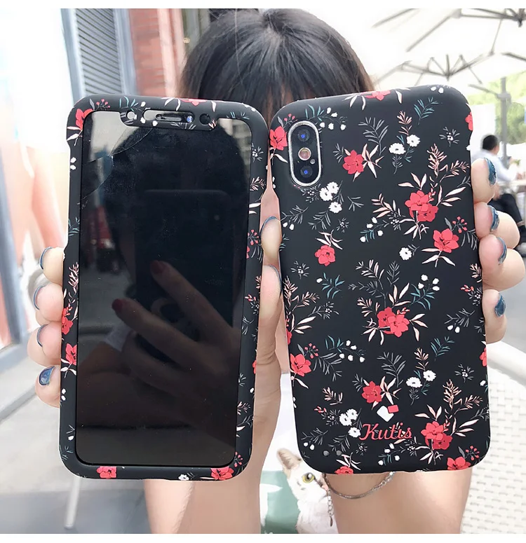 Чехол для iPhone XS max 360 Цветочная Передняя и задняя крышка чехол iphone X с изображением