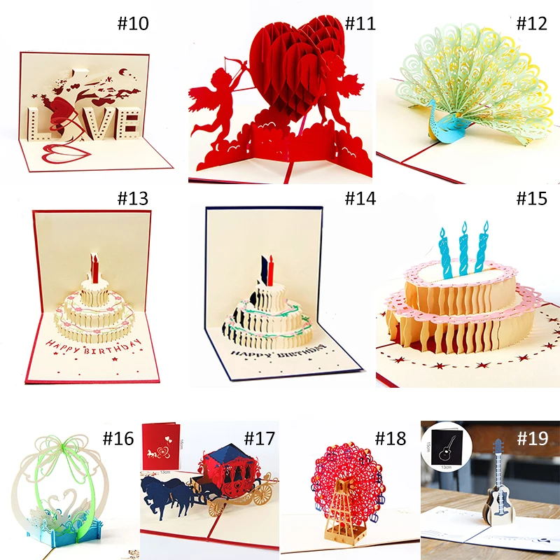 3D Поздравительные открытки спасибо открытка ручной работы всплывающие в форме сердца бумажные вырезы День Святого Валентина День матери Рождество Подарочная открытка V5546