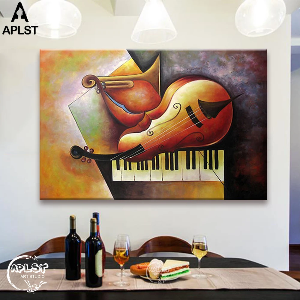 

Musical Instruments Hand Painted Oil Painting On Canvas Piano Wall Large Pictures Abstract Home Decor For Living Room (No Frame)