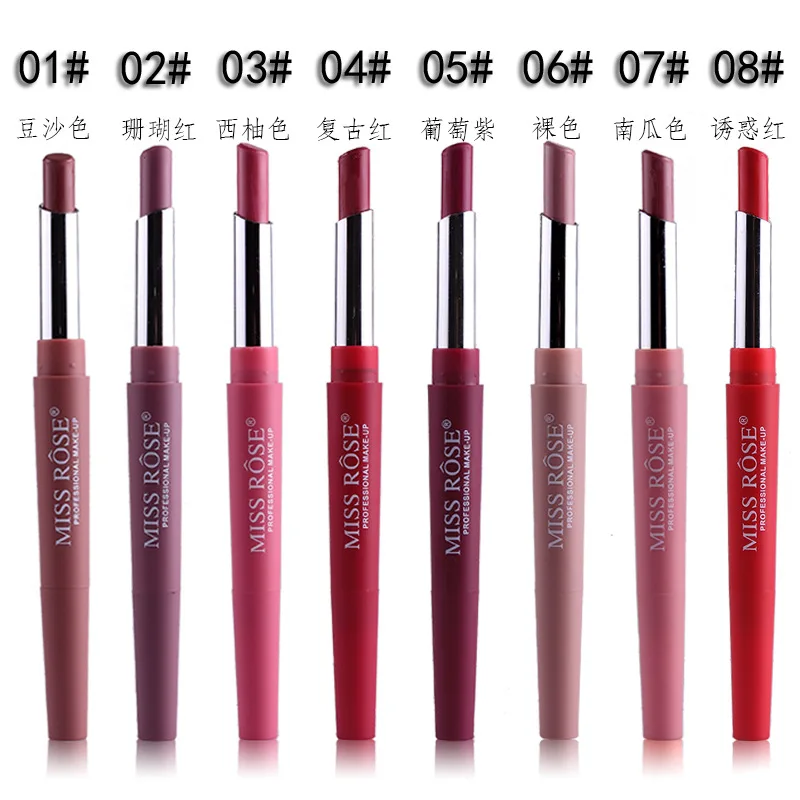 1Pcs Sexy Coral Red 20 Color Double-end Lip Makeup Lip Liner Waterproof Moisturizing Lipsticks Lasting Lip Pencil Cosmetic#02