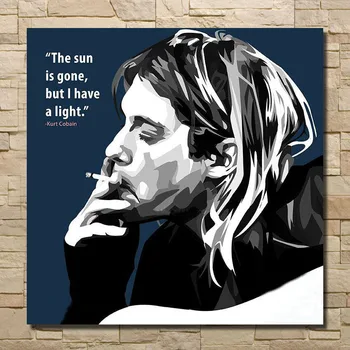 

Kurt Cobain American Signer Star handpainted oil painting Art Wall picture on Canvas figure poster for living room home decor