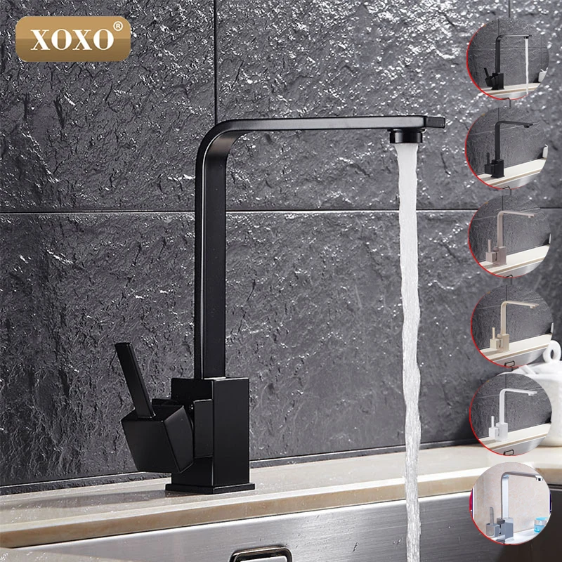 Comprar XOXO envío gratis fregaderos giratorios de latón negro pulido grifo de cocina giratorio de 360 grados grifo mezclador de cocina 83030H