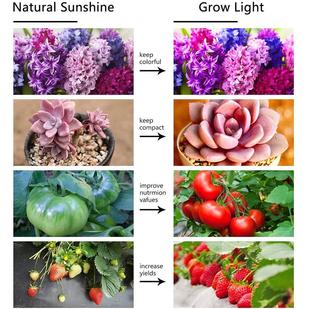 Светодиодный светильник для выращивания, полная лампа полного спектра для комнатных растений, сада, цветов, теплицы и гидропонного выращивания, регулируемый гусинок