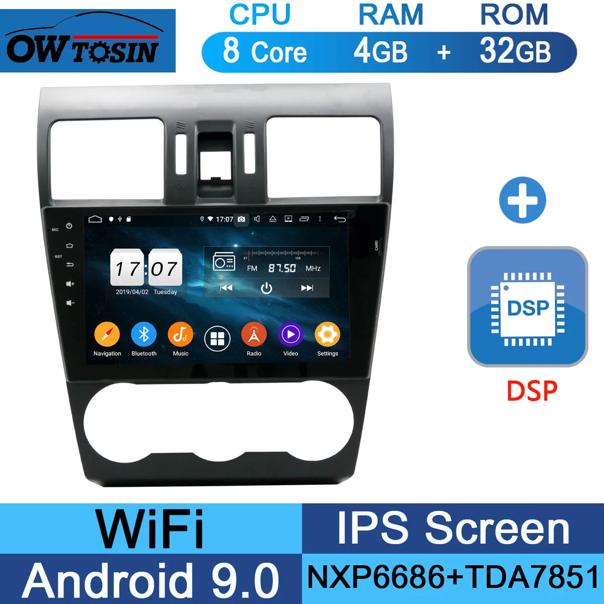 " ips Android 9,0 8 ядерный 4G+ 64G Автомобильный Радио Мультимедиа gps CarPlay DSP Parrot BT для Subaru Forester XV 4 2013 - Цвет: 32G DSP