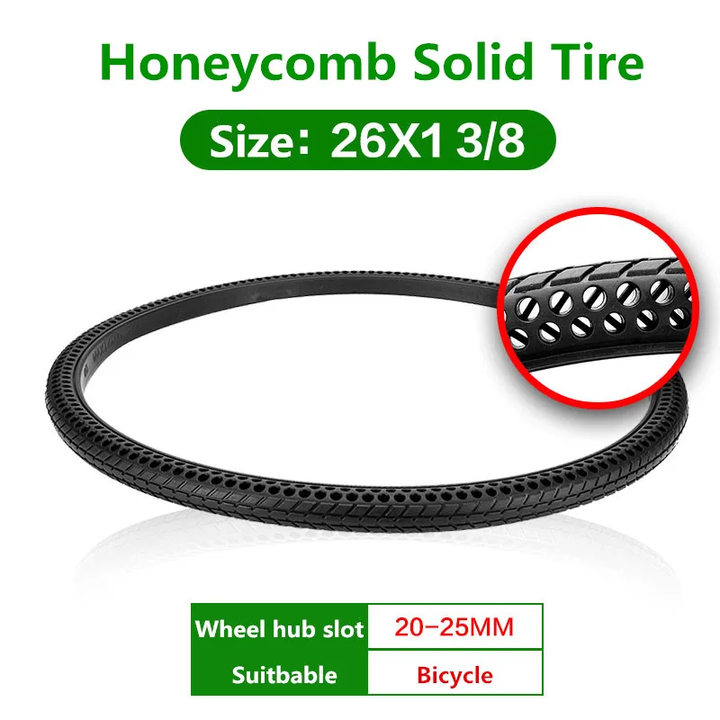 26*1 3/8 Black MTB Solid Fixed Gear Road Bike Tire 26x1 3/8 Bicycle