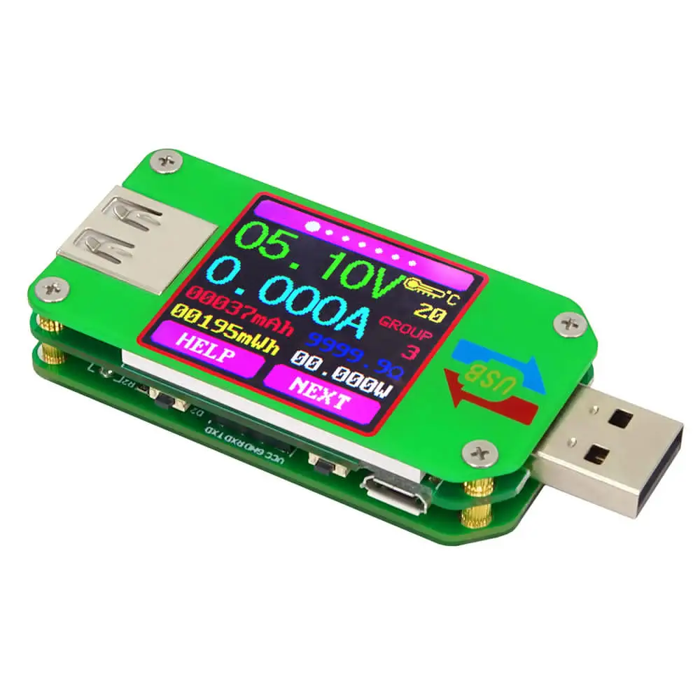 

UM24/UM24C USB 2.0 Color LCD Display Tester Voltage Current Meter Voltmeter Amperimetro Battery Charge Measure Cable Resistance