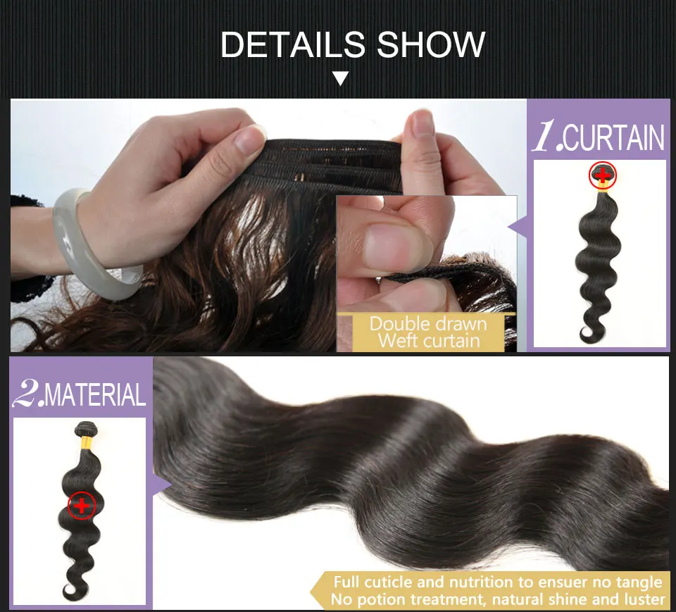 Alimice Hair Brazilian Body Wave 1 Piece Natural Color 10-28 inch 100% Human Hair Bundles Non-Remy Hair Free Shipping (12)