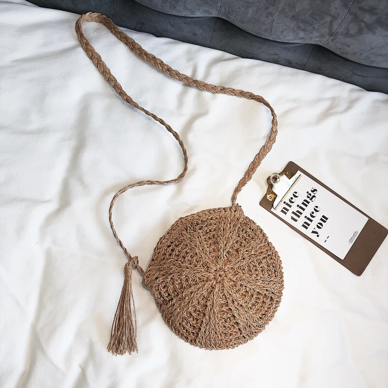 La Borsa Spalla A Delle Estate brown Di Per Beige Donne Piccole Signore Festa Paglia Tessuto Spiaggia Del Borse Rotonda Tracolla Naturale Caldo Bali Progettista Sacchetto xqZTWPYF