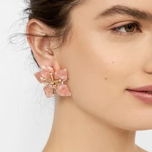 Бренд Girlgo ZA серьги-гвоздики с большим металлическим цветком для женщин очаровательные 4 цвета цветочные массивные серьги Трендовое свадебное украшение бижутерия