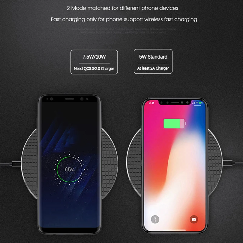 10W Qi Wireless Charger for iPhone X Xs MAX XR 8 plus Fast Charging for Samsung S8 S9 Plus Note 9 8 USB Phone Charger Dock Pad (2)