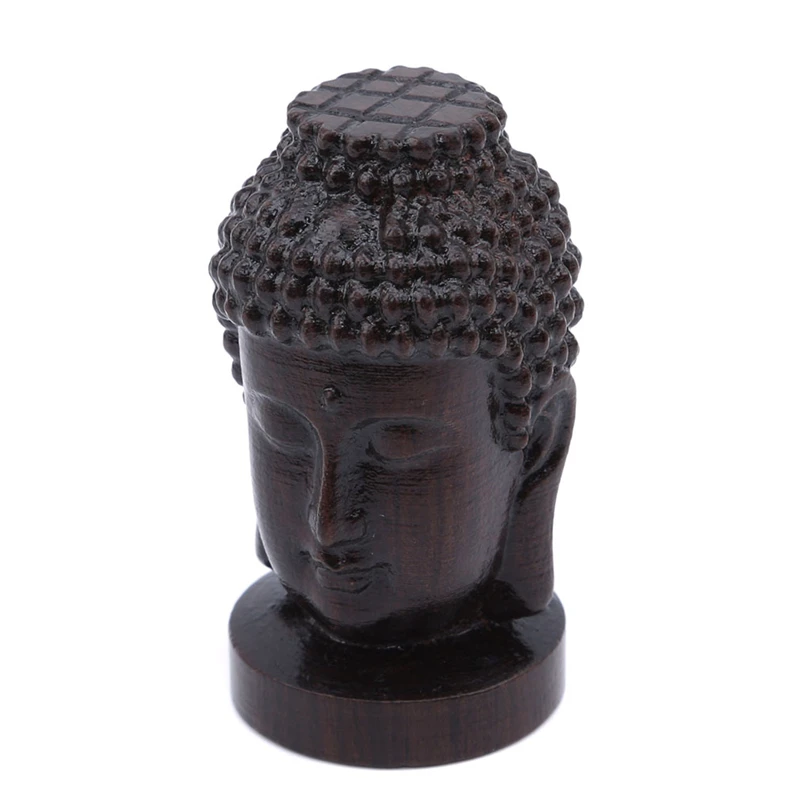 

Decorative Ornament India Buddha Head Statue Crafts Buddha Statue Wooden Figurine Mahogany