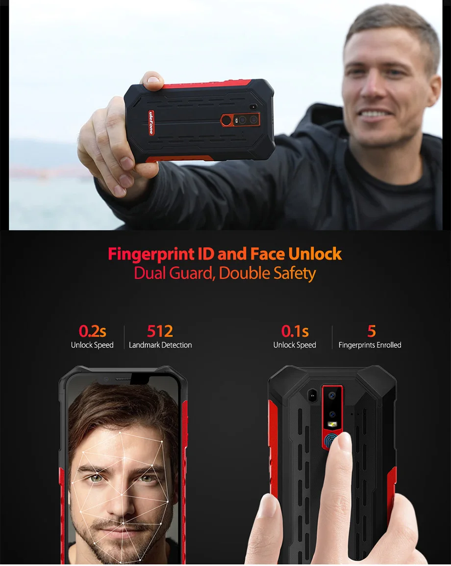 Ulefone Armor 6 IP68 IP69K Android 8,1 смартфон 6," Helio P60 6G+ 128G Face ID Беспроводная зарядка прочный водонепроницаемый мобильный телефон