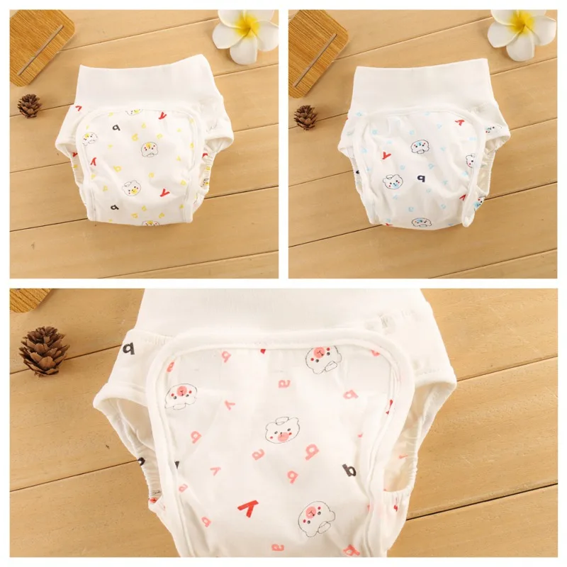 

1Pc Reusable Newborn Baby Cloth Diaper Cover Washable Nappies Carton Cats Green Nappy Waterproof Pocket Diapers Suit 3-10kg